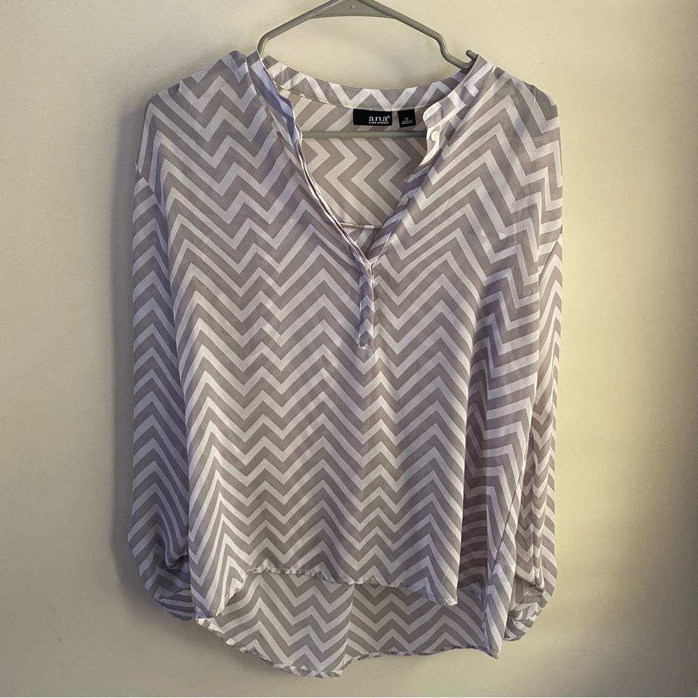 Sheer chevron long sleeve blouse
